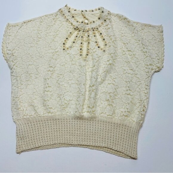 Vintage Tobi Califonia Top Size Small embellished with pearls and sequence - Picture 1 of 14